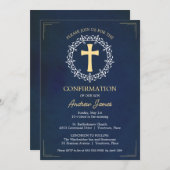 青い十字リースの確認 招待状 (正面/裏面)
