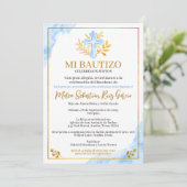 青い十字架のミ・バウティゾ(Mi Bautizo)洗礼式の招待状 招待状 (スタンド正面)
