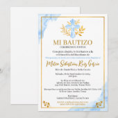 青い十字架のミ・バウティゾ(Mi Bautizo)洗礼式の招待状 招待状 (正面/裏面)