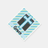 青い十字、青と黄色のストライプ スタンダードカクテルナプキン (角)