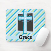 青い十字、青と黄色のストライプ マウスパッド (マウス)