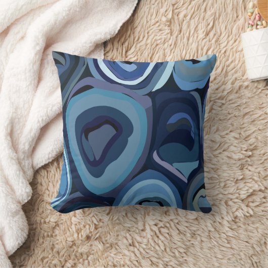青い半円の抽象芸術幾何学的 クッション (ブランケット)