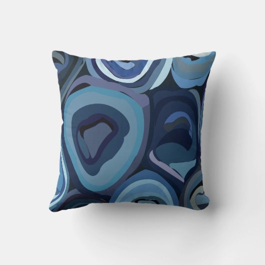 青い半円の抽象芸術幾何学的 クッション (裏面)