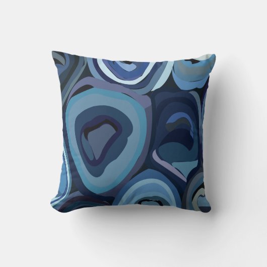 青い半円の抽象芸術幾何学的 クッション (正面)