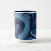 青い半円の抽象芸術幾何学的 ツートーンマグカップ (中央)