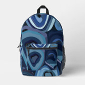 青い半円の抽象芸術幾何学的 プリントバックパック (正面)