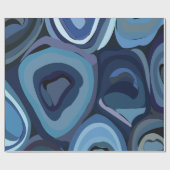 青い半円の抽象芸術幾何学的 ラッピングペーパー (フラット)