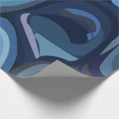 青い半円の抽象芸術幾何学的 ラッピングペーパー (角)