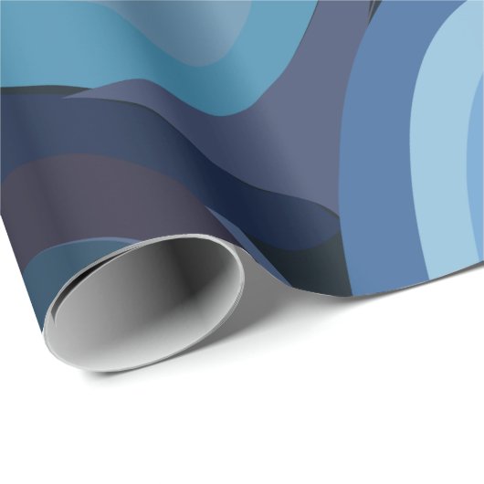 青い半円の抽象芸術幾何学的 ラッピングペーパー (ロールコーナー)