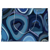 青い半円の抽象芸術幾何学的 ラージペーパーバッグ (正面)