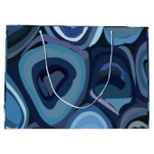 青い半円の抽象芸術幾何学的 ラージペーパーバッグ (裏面)