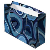 青い半円の抽象芸術幾何学的 ラージペーパーバッグ (裏面アングル)