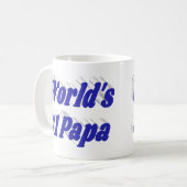 青い半分の文字 コーヒーマグカップ (正面左)