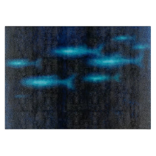 青い半透明の魚のシルエット カッティングボード