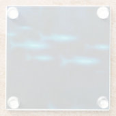 青い半透明の魚のシルエット ガラスコースター (裏面)