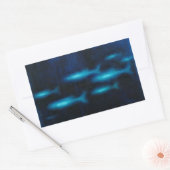 青い半透明の魚のシルエット 長方形シール (封筒)