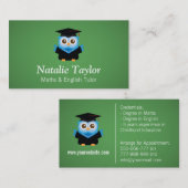 青い卒業のフクロウ、個人的な個人教師または先生 名刺 (正面/裏面)