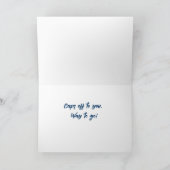 青い卒業キャップストライプと紙吹雪 カード (内部)