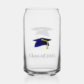 青い卒業キャップ – 2024年クラス ガラス缶 (裏面)