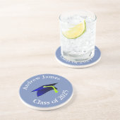 青い卒業キャップ – 2025年クラス – あなたの名前 コースター (側面)