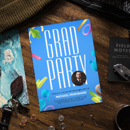 青い卒業パーティファンシーーの招待をカスタマイズする 招待状