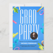 青い卒業パーティファンシーーの招待をカスタマイズする 招待状 (正面)