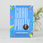 青い卒業パーティファンシーーの招待をカスタマイズする 招待状 (スタンド正面)