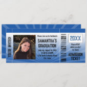 青い卒業パーティーのチケット 招待状 (正面/裏面)