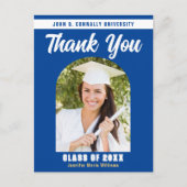 青い卒業写真アーチ 卒業感謝 ポストカード (正面)