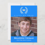 青い卒業写真クラシックエレガント 招待状 (正面)