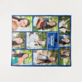 青い卒業写真コラージュ 2025 卒業パーティー タペストリー (正面(横))