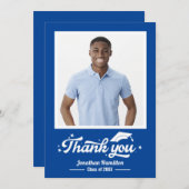 青い卒業写真サンキューカード サンキューカード (正面/裏面)