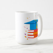 青い卒業帽子と本 コーヒーマグカップ (正面右)