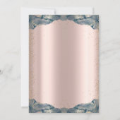 青い卒業帽子、ワイン、コンフェッティ ローズゴールド 卒業 招待状 (裏面)