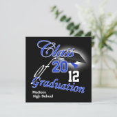 青い卒業式の「クラス」テンプレートPERSONALIZED 招待状 (スタンド正面)