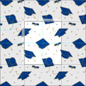 青い卒業式キャップトス ファブリック (タイル)