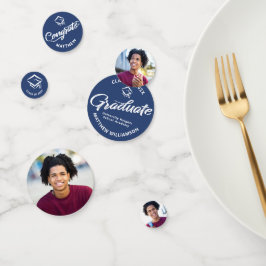 青い卒業式3フォトスクリプはっきりしたトキャップのミニマリスト コンフェッティ