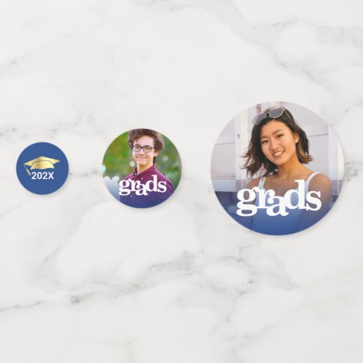 青い卒業式3写真はっきりしたタイポグラフィ2名 コンフェッティ (裏面)