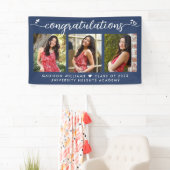 青い卒業式3写真モダン書道ハート 横断幕 (インサイチュ)