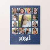 青い卒業式K-12フォトコラージュモダンはっきりした ジグソーパズル (縦)