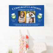 青い卒業旗パーソナライズされた，シニア写真 横断幕 (インサイチュ)