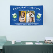 青い卒業旗パーソナライズされた，シニア写真 横断幕 (トレードショー)