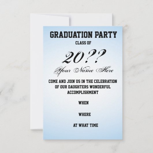 青い卒業生 招待状 (裏面)