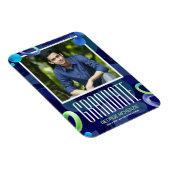 青い卒業表ファンシー示をカスタマイズする マグネット (右側)