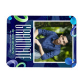 青い卒業表ファンシー示をカスタマイズする マグネット (横)