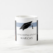 青い卒業記念写真卒業 コーヒーマグカップ (中央)