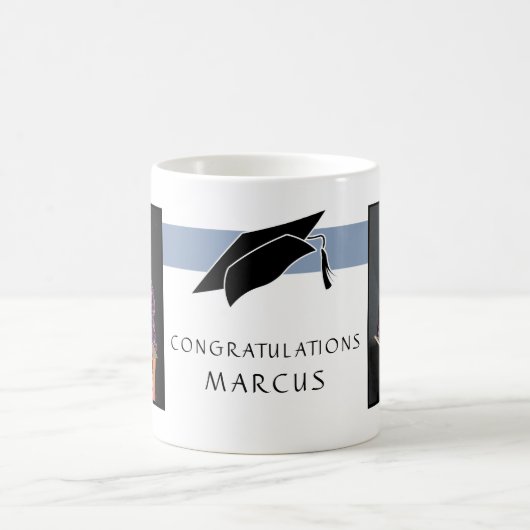 青い卒業記念写真卒業 コーヒーマグカップ (中央)