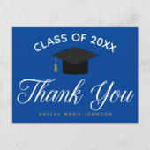 青い卒業証書のカスタマイズされた感謝の言葉 ポストカード (正面)