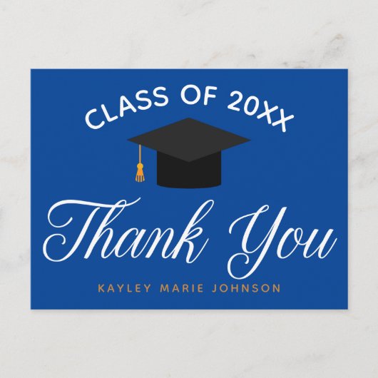 青い卒業証書のカスタマイズされた感謝の言葉 ポストカード (正面)