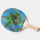 青い卓球のこうもりの緑のウサギ 卓球ラケット (横)
